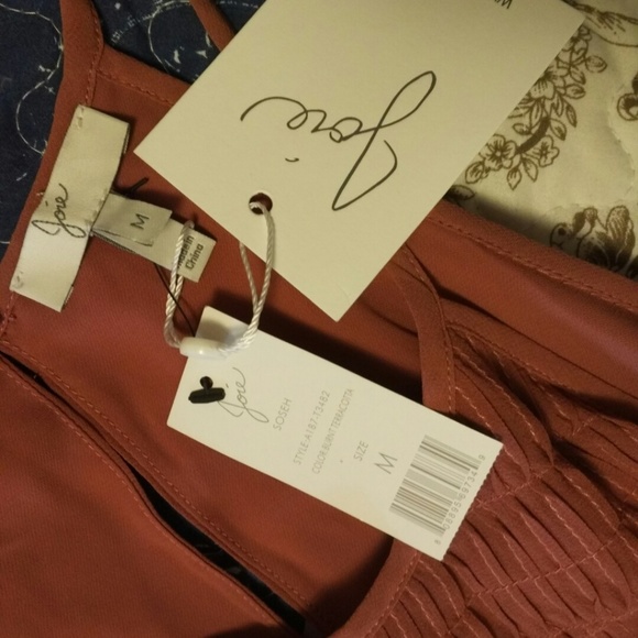 Joie Soseh Smocked Silk Tank BURNT TERRACOTTA - Picture 7 of 7